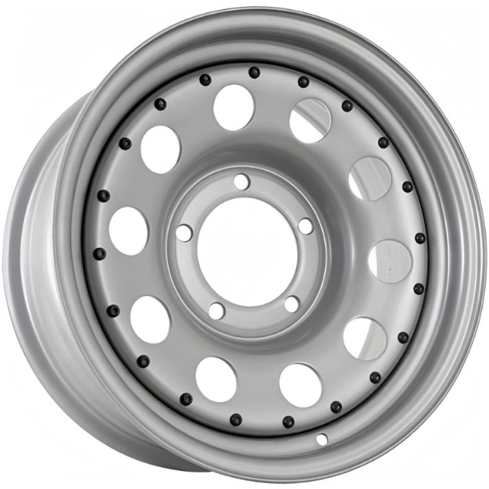 Grizzly SW04 7x16 5*139.7 ET0 DIA108.6 Silver + Black Rivet Литой